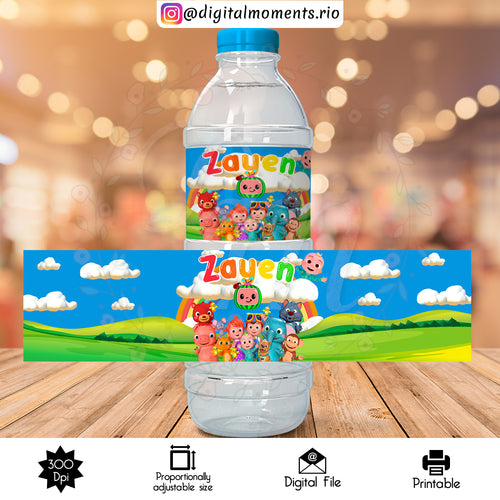 Cocomelon Custom Water Bottle Label, Digital file only