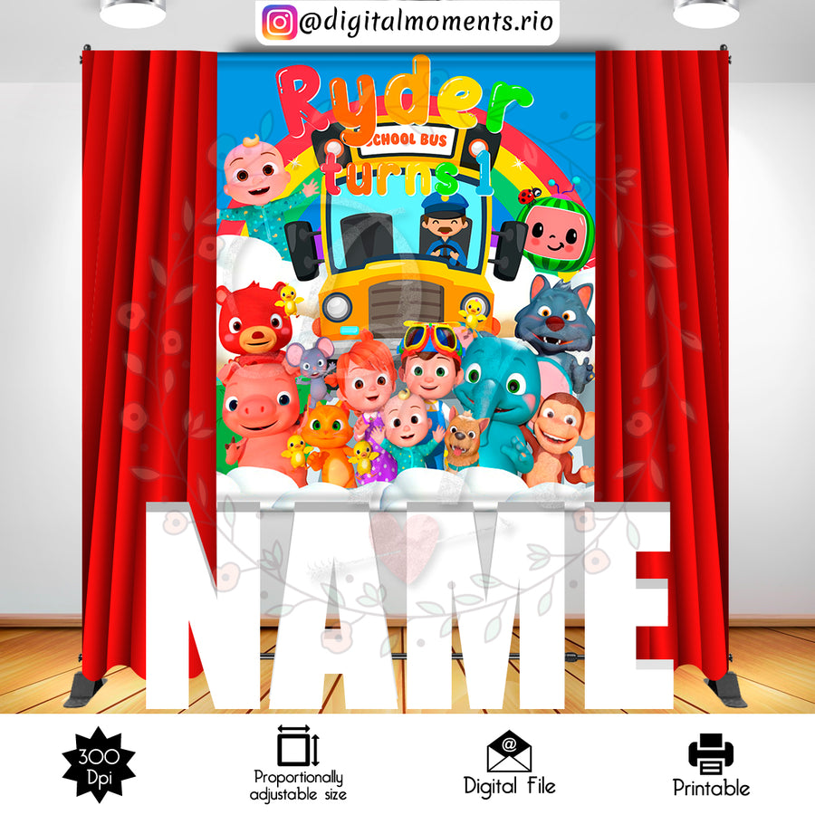 Cocomelon 5x6 custom backdrop, Digital file only | Custom Digital Download for Kids Party or Event