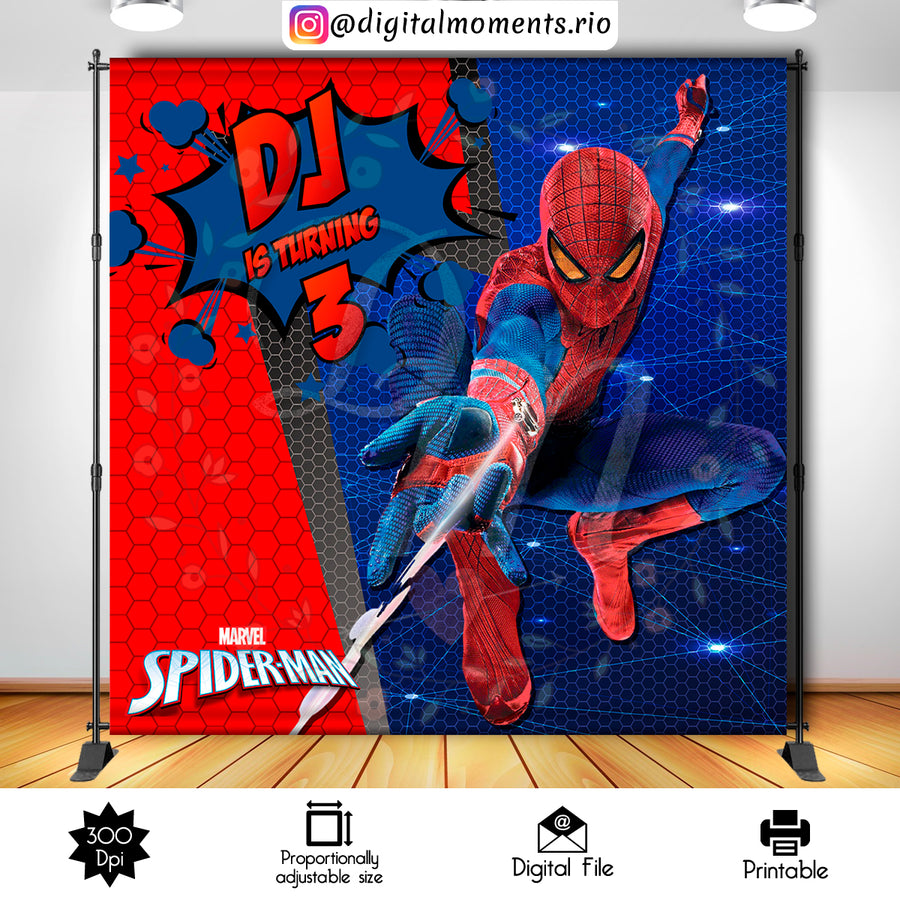 Spider-Man 8x8 Custom Backdrop, Digital file only | Custom Digital Download for Kids Party or Event