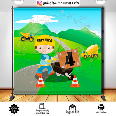 Construction - Backdrop - Birthday