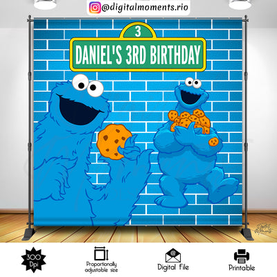 Cookie Monster - Backdrop - Birthday