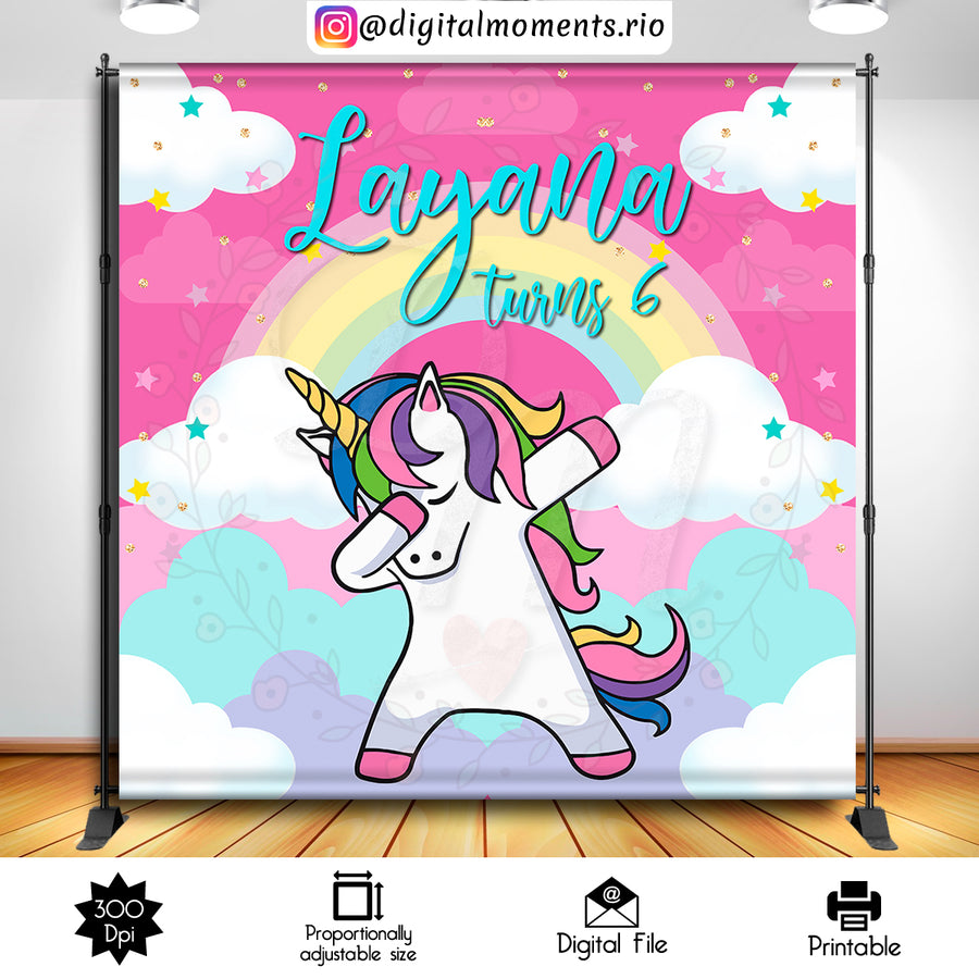 Unicorn 8x8 custom backdrop, Digital file only | Custom Digital Download for Kids Party or Event