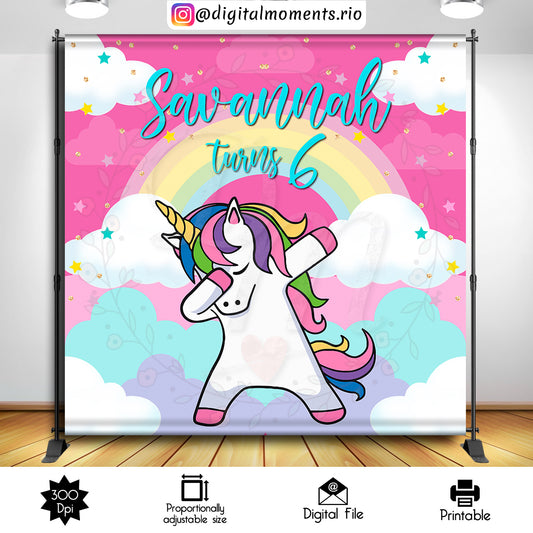 Dabbing Unicorn 8x8 custom backdrop, Digital file only