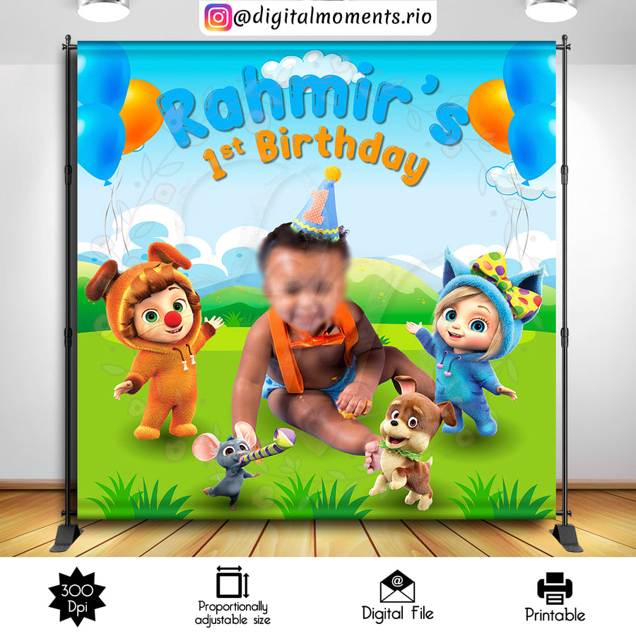 Dave and Ava 8x8 Custom Backdrop with 1 picture, Digital file only | Custom Digital Download for Kids Party or Event