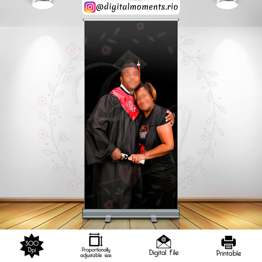Graduation 31,5x80 Custom Backdrop with 1 picture, Digital file only | Custom Digital Download for Kids Party or Event