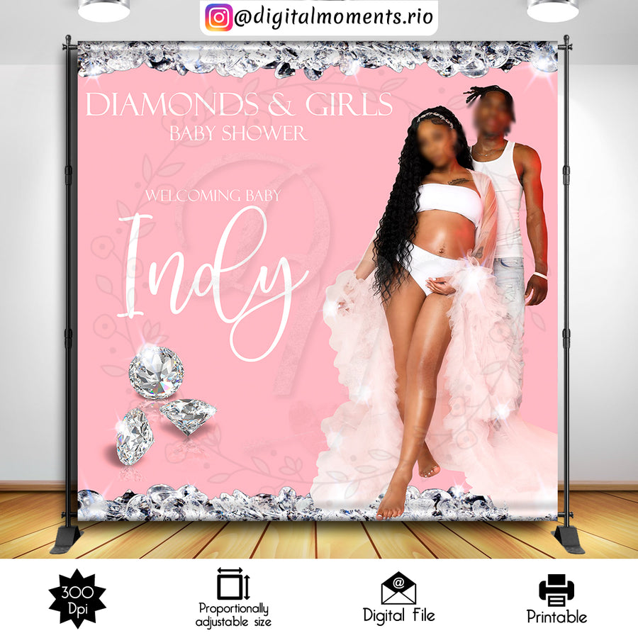 Diamonds 8x8 Custom Backdrop with 1 picture, Digital file only | Custom Digital Download for Kids Party or Event