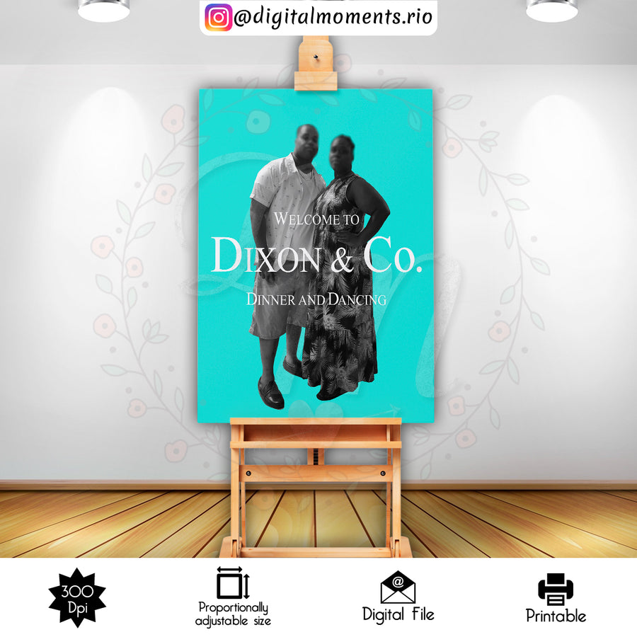 Tiffany and Co. 24x36 Custom sign with picture, Digital file only | Custom Digital Download for Kids Party or Event