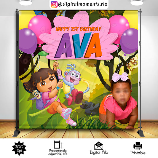 Dora la Exploradora 8x8 Fondo personalizado con imagen, solo archivo digital