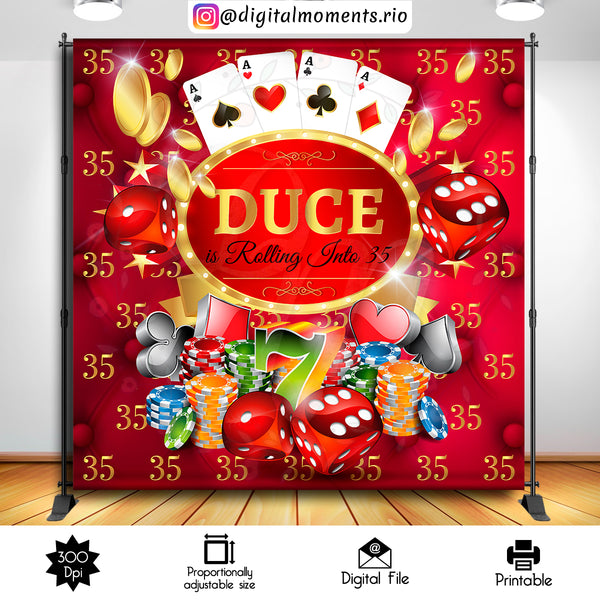 Casino 8x8 Custom Backdrop, Digital file only | Custom Digital Download for Kids Party or Event