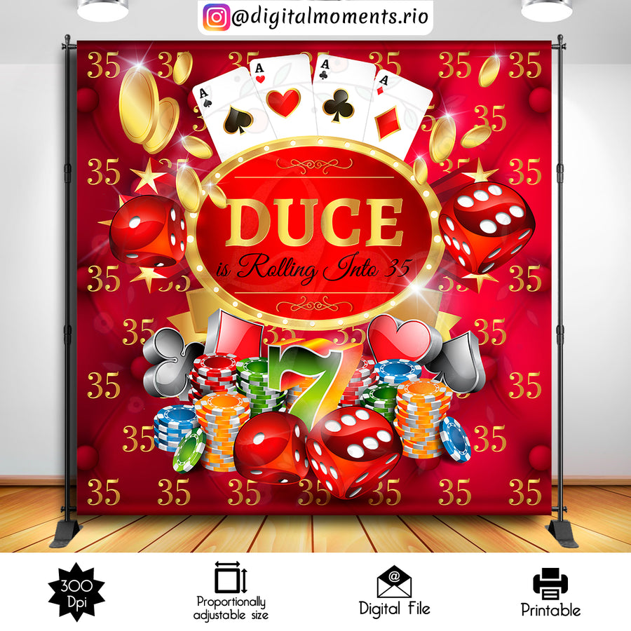 Casino 8x8 Custom Backdrop, Digital file only | Custom Digital Download for Kids Party or Event