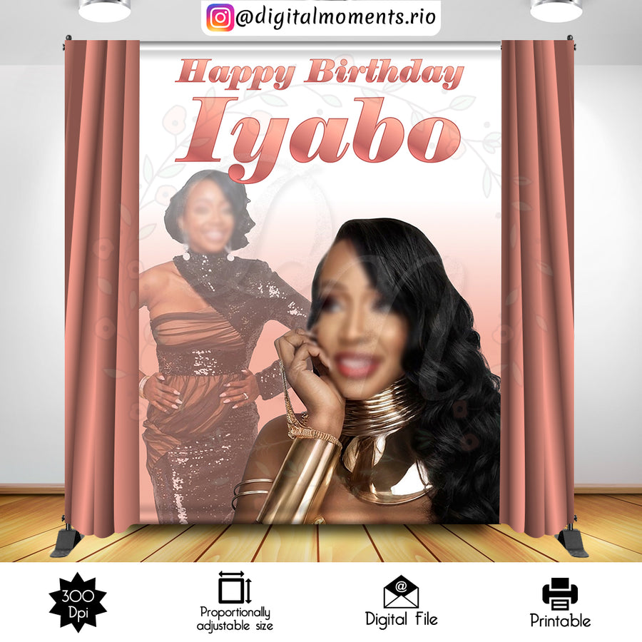 Glam Birthday 6x8 Custom Backdrop with 2 pictures, Digital file only | Custom Digital Download for Kids Party or Event