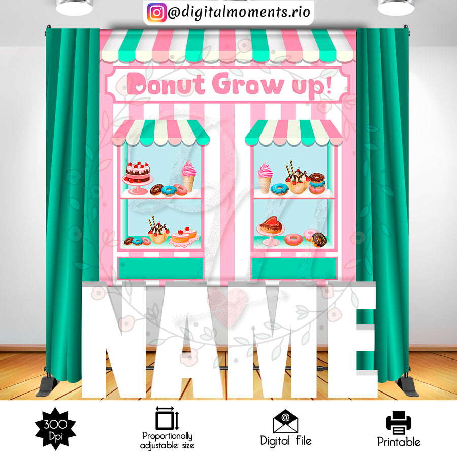 Donut Grow Up 6x6 Custom backdrop, Digital file only | Custom Digital Download for Kids Party or Event