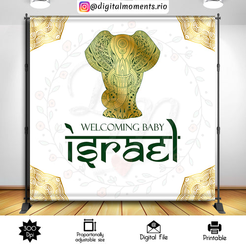 Mandala Elephant 8x8 Custom Backdrop, Digital file only