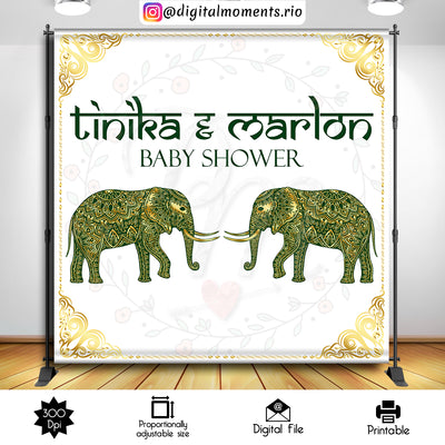 Mandala Elephant - Backdrop - Birthday