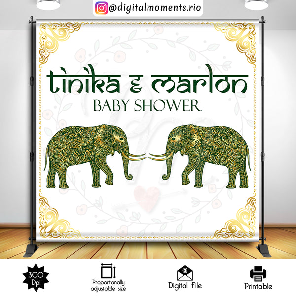 Mandala Elephant 8x8 Custom Backdrop, Digital file only | Custom Digital Download for Kids Party or Event