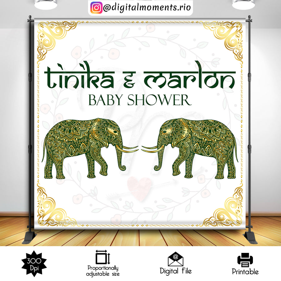 Mandala Elephant 8x8 Custom Backdrop, Digital file only | Custom Digital Download for Kids Party or Event