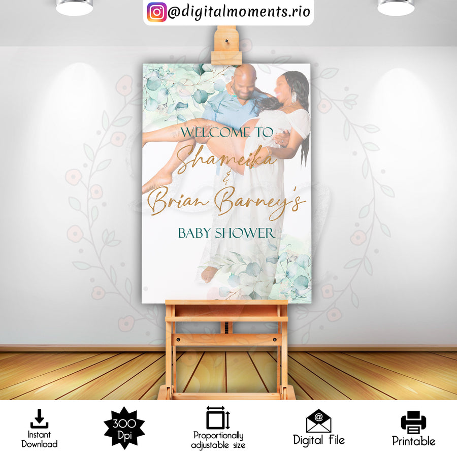 Greenery 2x3 Custom sign with picture, Digital file only | Custom Digital Download for Kids Party or Event