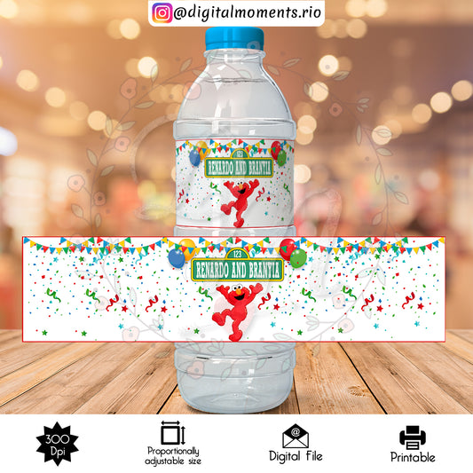 Elmo Custom Water Bottle Label, Digital file only