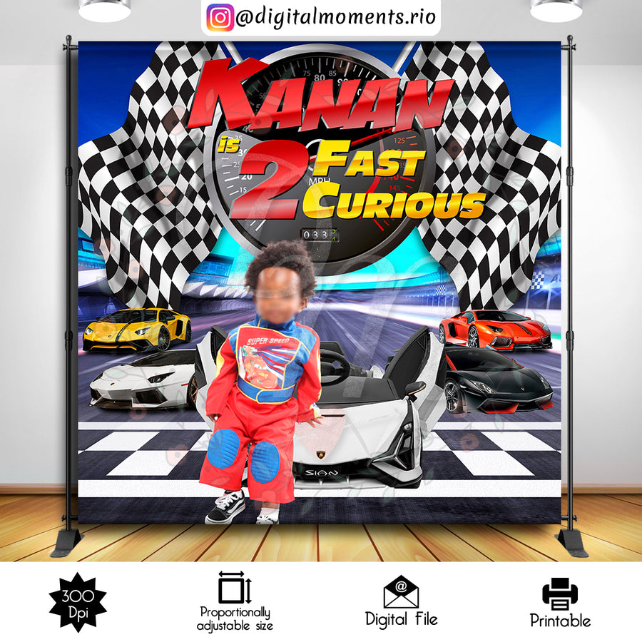 Fast and Curious 8x8 Custom backdrop with picture, Digital file only | Custom Digital Download for Kids Party or Event