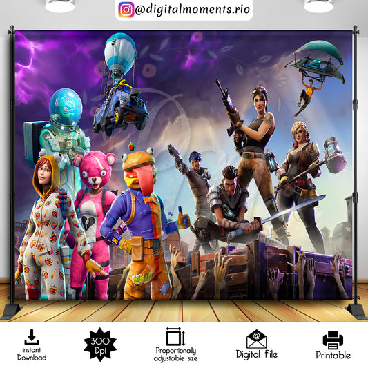 Diseño de telón de fondo digital Fortnite 12x8, descarga instantánea