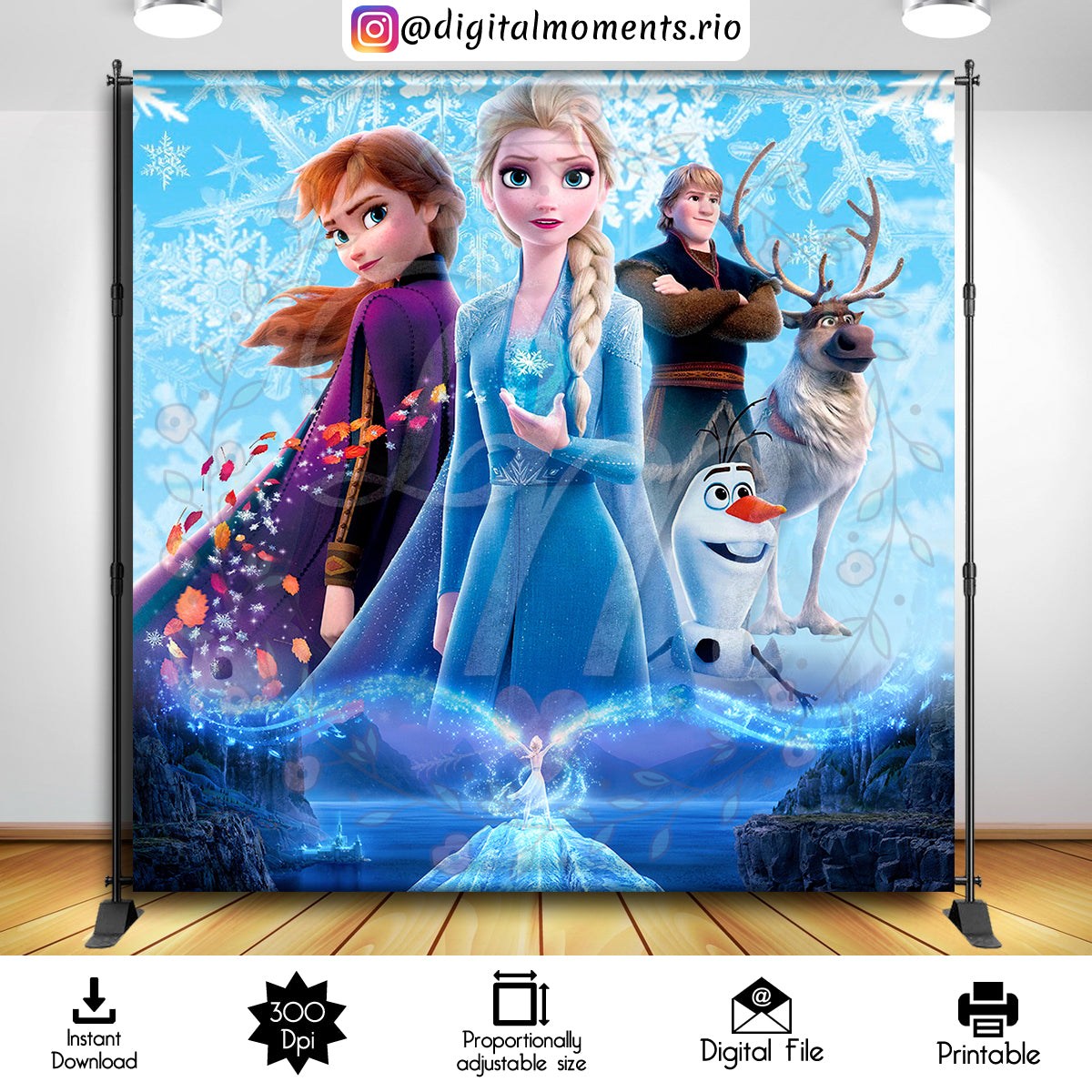 Frozen 8x8 Digital Backdrop Design, Instant Download