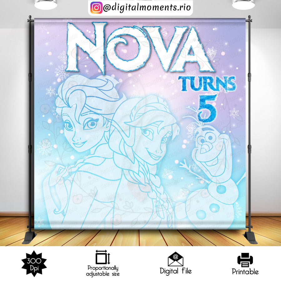 Frozen 8x8 custom backdrop, Digital file only | Custom Digital Download for Kids Party or Event