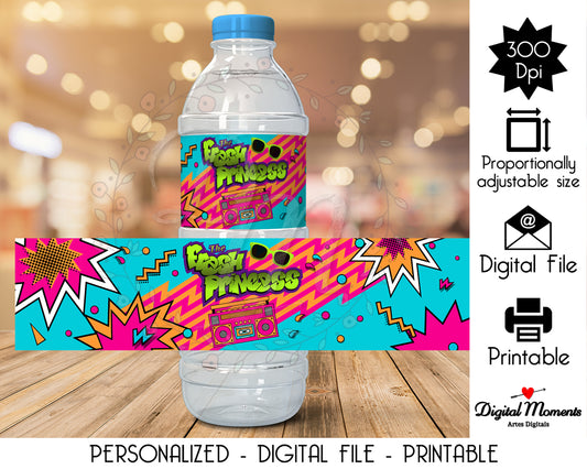 Etiqueta de botella de agua personalizada Fresh Prince, solo archivo digital