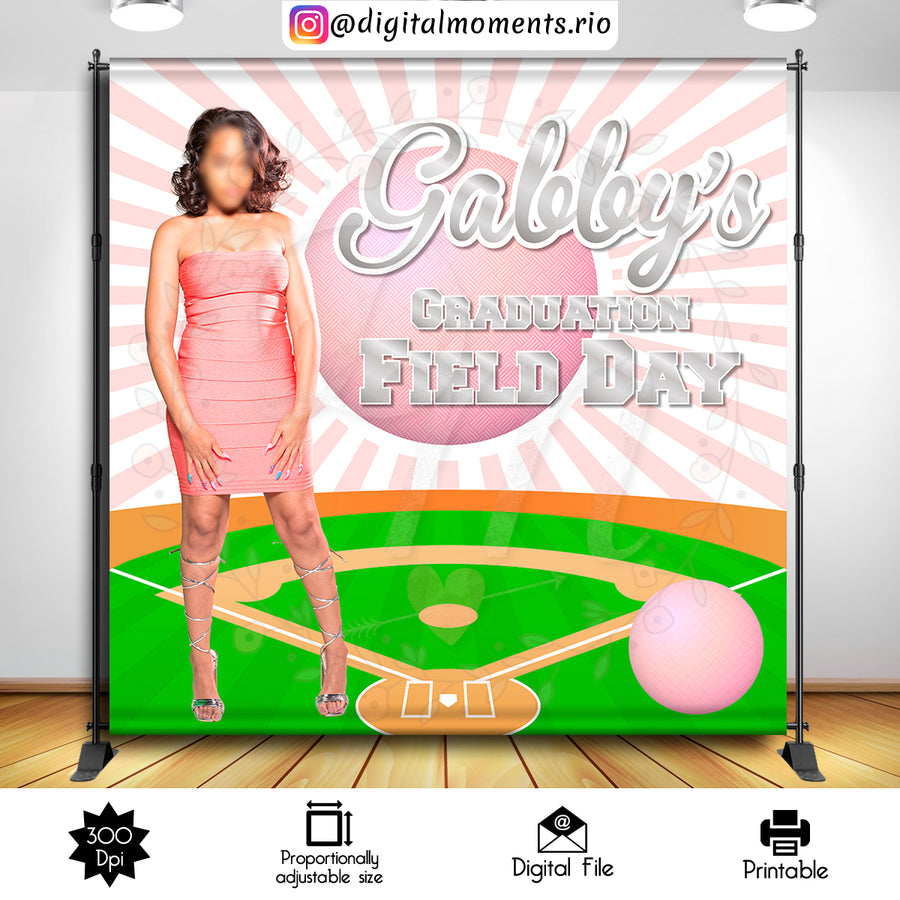 Graduation 8x8 Custom Backdrop with 1 picture, Digital file only | Custom Digital Download for Kids Party or Event