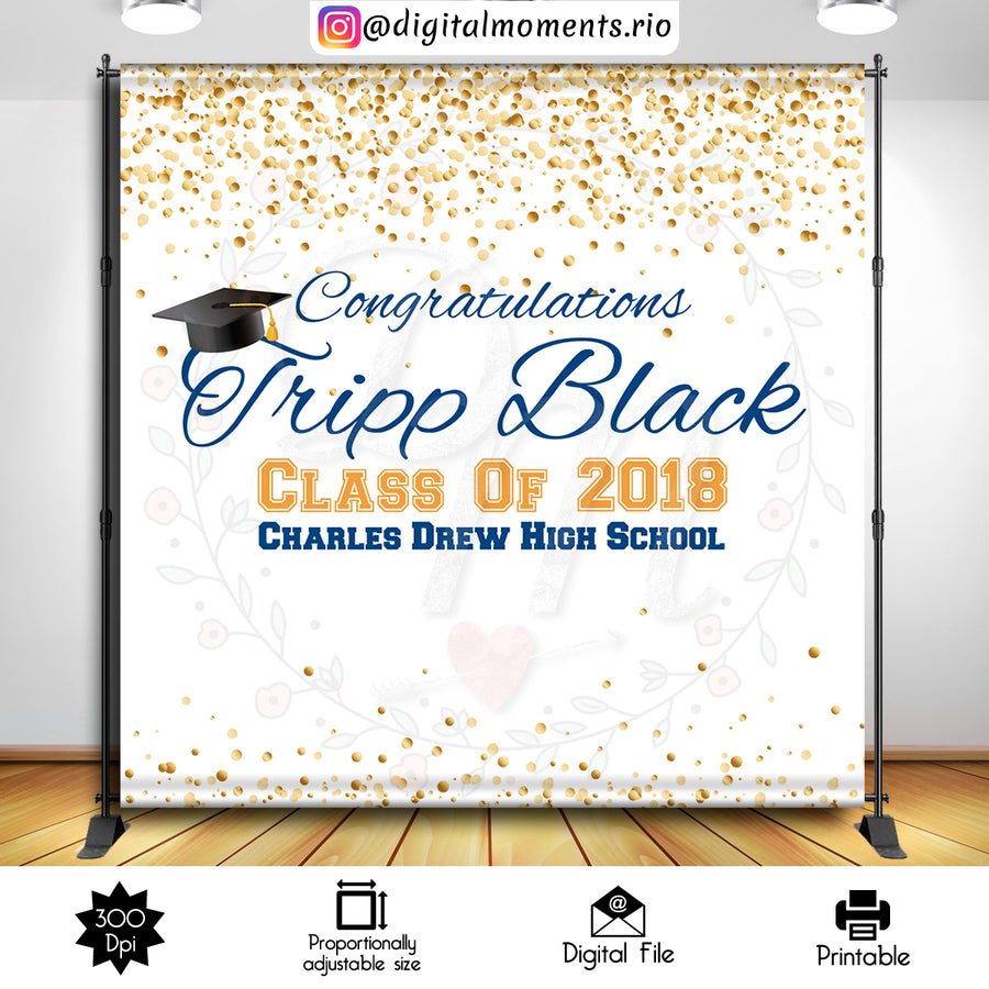 Graduation 8x8 Custom Backdrop, Digital file only | Custom Digital Download for Kids Party or Event
