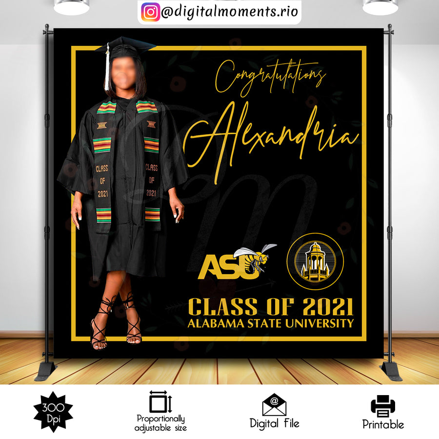 Graduation 8x8 Custom Backdrop with 1 picture, Digital file only | Custom Digital Download for Kids Party or Event