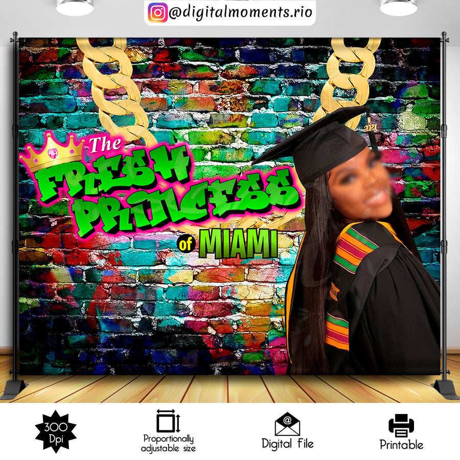 Graduation 10x8 Custom Backdrop with 1 picture, Digital file only | Custom Digital Download for Kids Party or Event