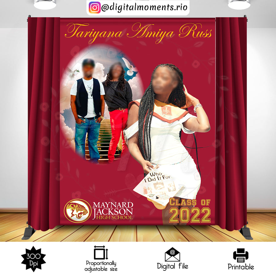 Graduation 6x8 Custom Backdrop with 2 pictures, Digital file only | Custom Digital Download for Kids Party or Event