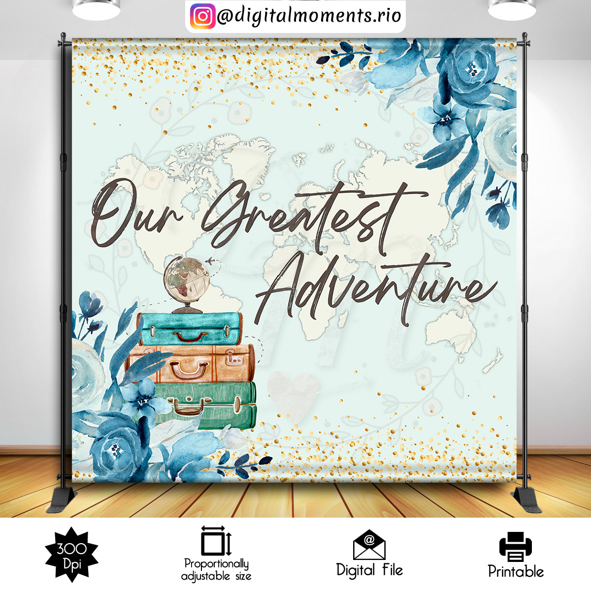 Nuestro telón de fondo personalizado más grande de aventuras 8x8, solo archivo digital