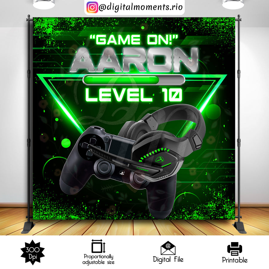 Game On 8x8 Custom Backdrop, Digital file only | Custom Digital Download for Kids Party or Event