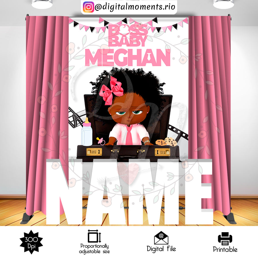 Girl Boss Baby 5x6 Custom Backdrop, Digital file only | Custom Digital Download for Kids Party or Event