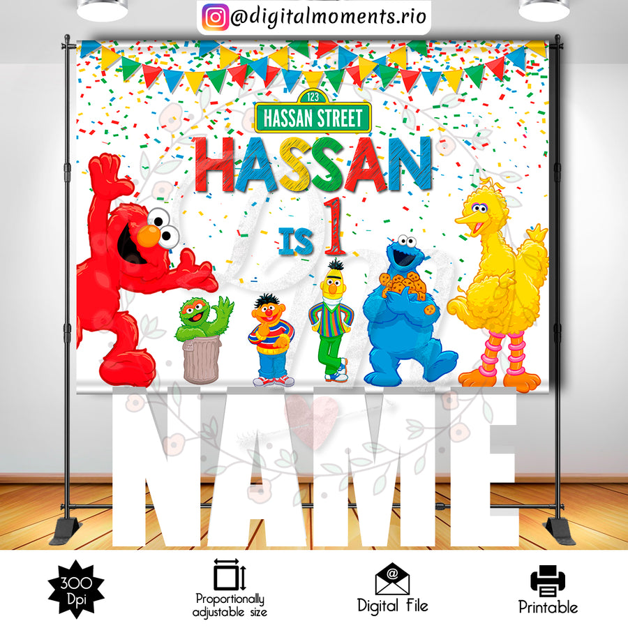 Sesame Street 7x5 Custom Backdrop, Digital file only | Custom Digital Download for Kids Party or Event