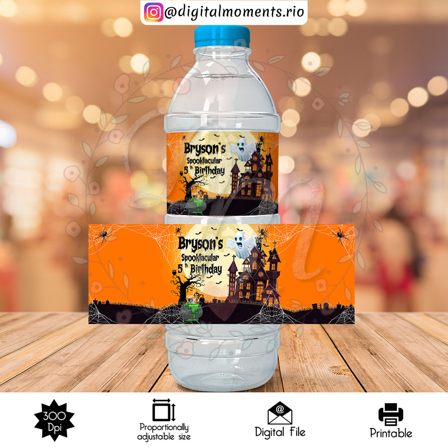 Halloween Custom Water Bottle Label, Digital file only | Custom Digital Download for Kids Party or Event