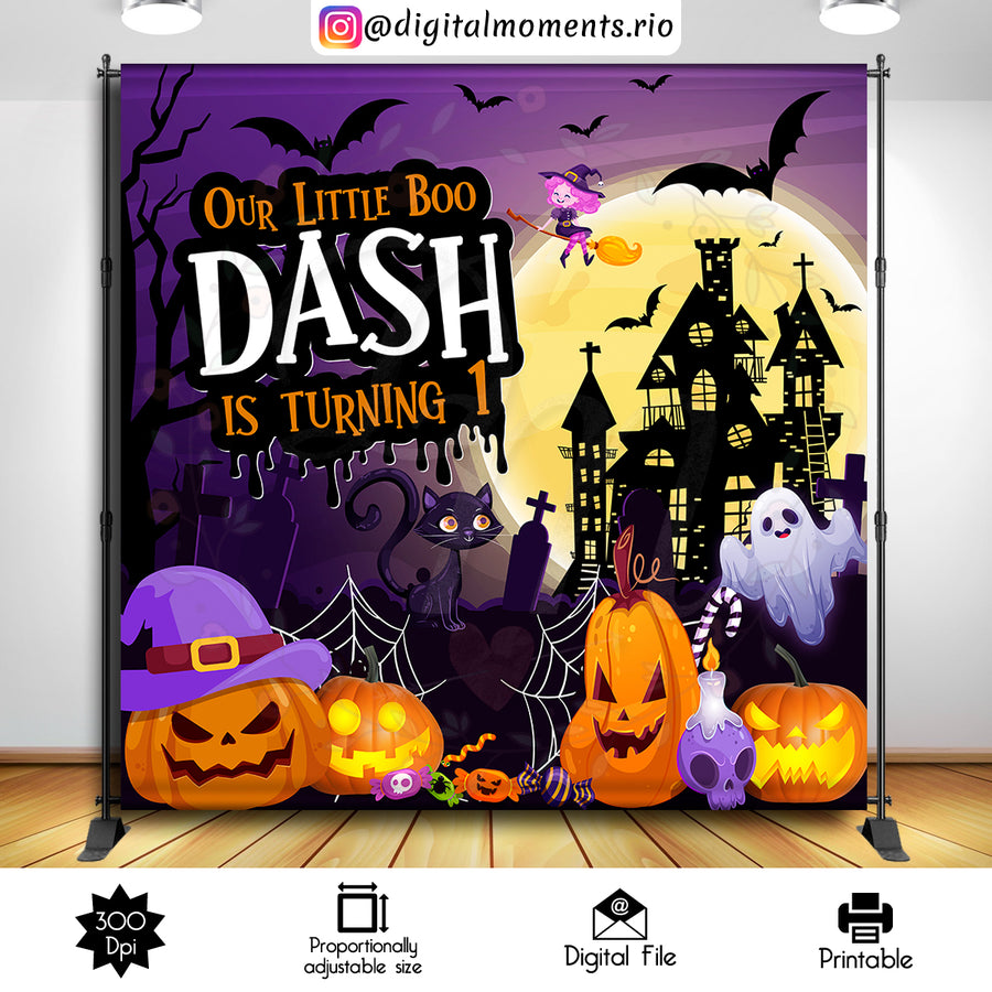 Halloween 8x8 Custom Backdrop, Digital file only | Custom Digital Download for Kids Party or Event