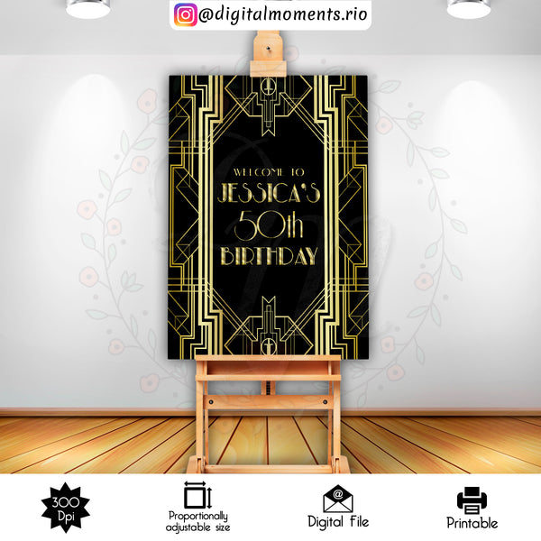 Great Gatsby 2x3 Custom sign, Custom Digital File | Digital Download for Events for Events. 2x3, artdeco, arts, celebration, custom, digital…