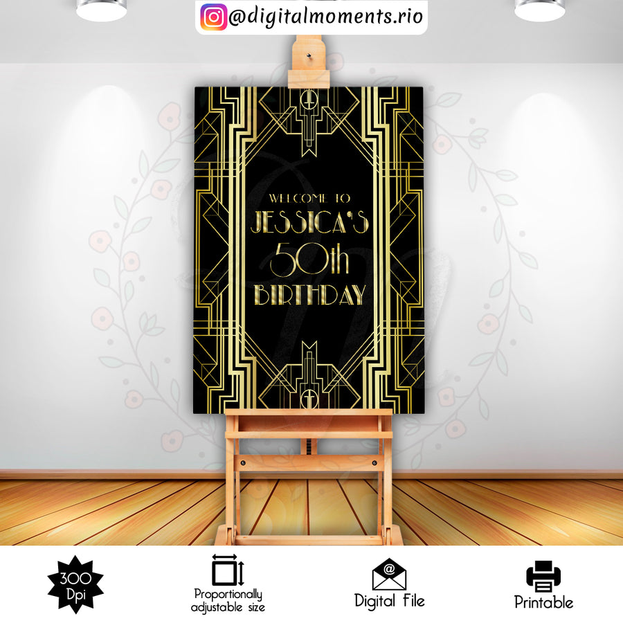 Great Gatsby 2x3 Custom sign, Digital file only | Custom Digital Download for Kids Party or Event