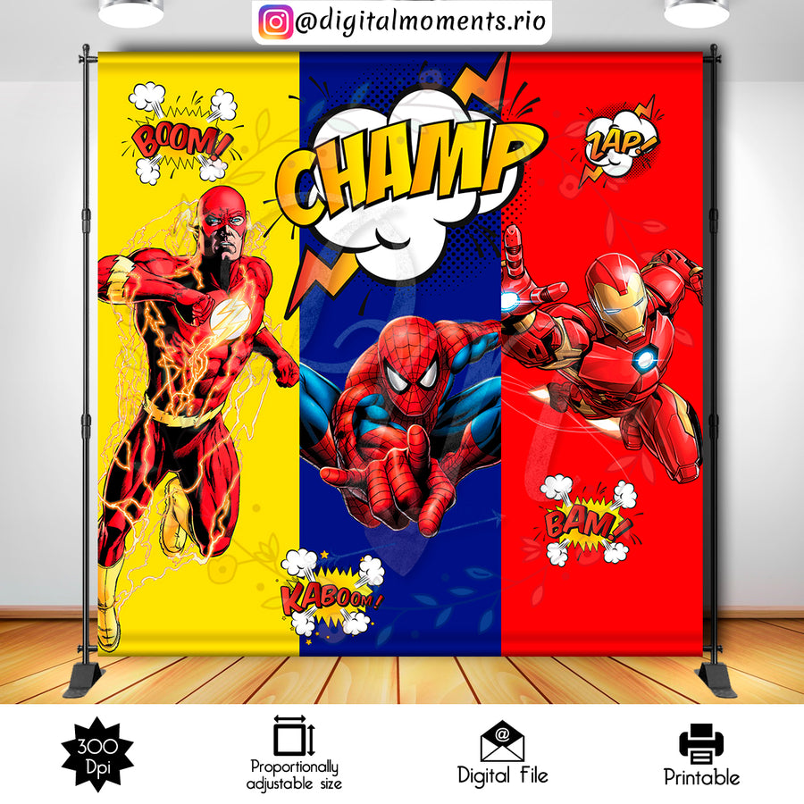 Heroes 8x8 Custom backdrop, Digital file only | Custom Digital Download for Kids Party or Event