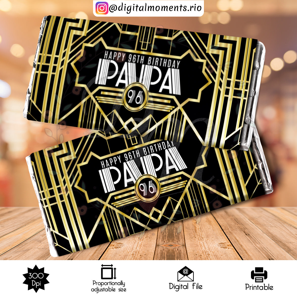 Gran envoltura de barra de caramelo personalizada Gatsby, solo archivo digital