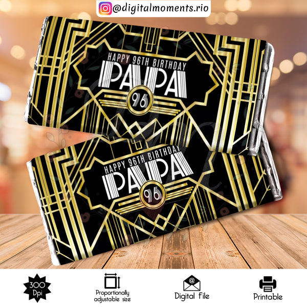 Great Gatsby Custom Candy Bar Wrapper, Custom Digital File | Digital Download for Events for Events. artdeco, arts, bar, candy, celebration,…