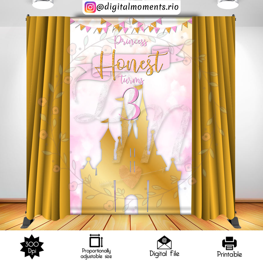 Princess 5x8 Custom Backdrop, Digital file only | Custom Digital Download for Kids Party or Event