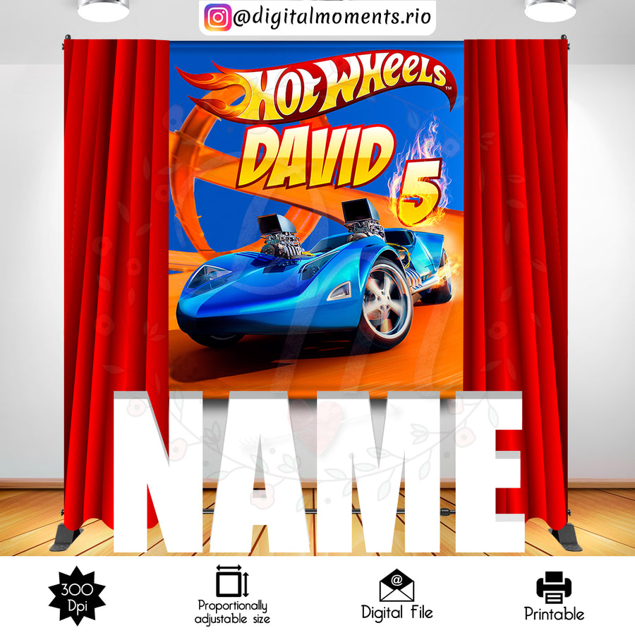 Hot Wheels 5x6 Custom Backdrop, Digital file only | Custom Digital Download for Kids Party or Event