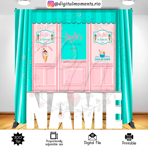 Ice Cream Palor   6x6, cream, events, custom, palor, ice, backdrop, 6x6