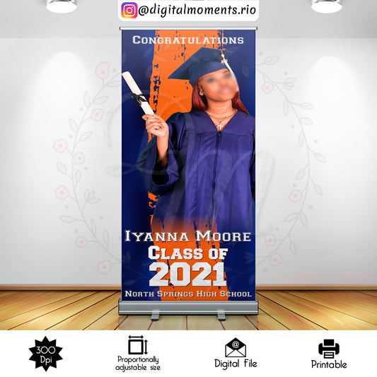 Graduation 31,5x80 Custom Backdrop with 1 picture, Digital file only