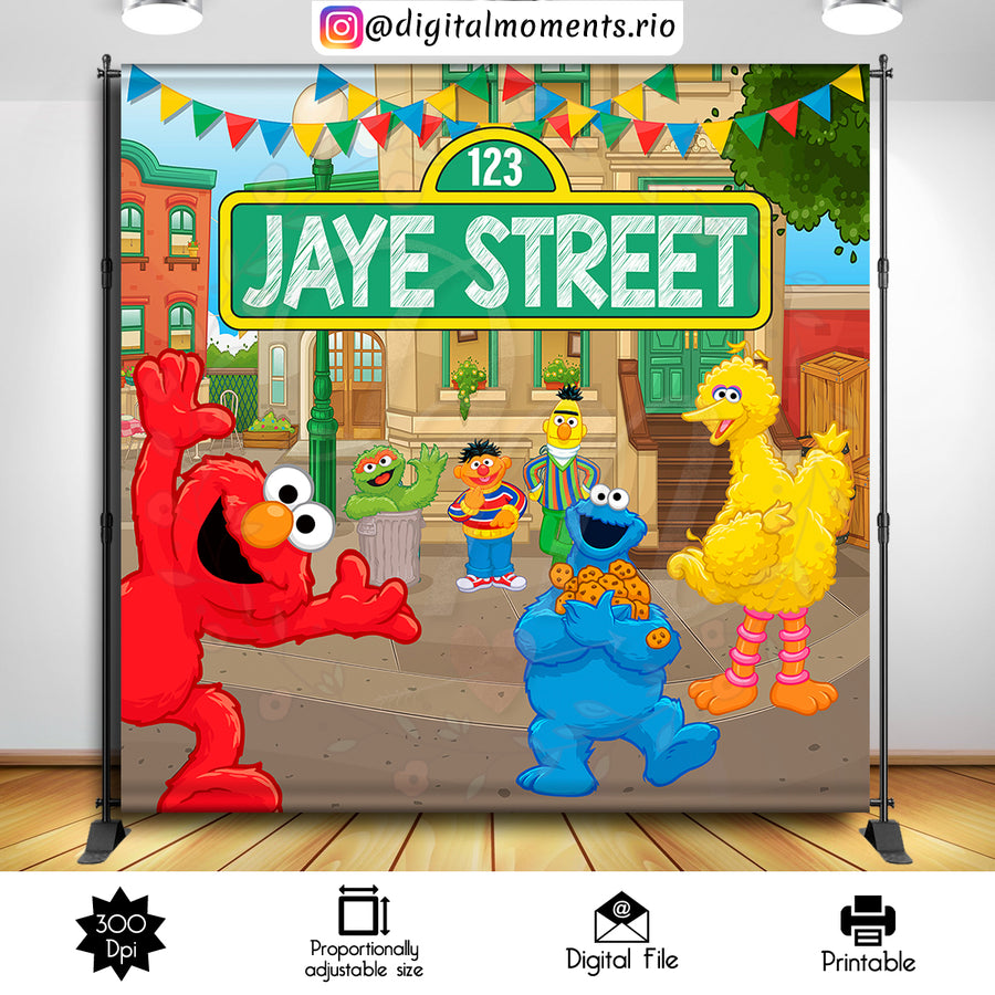 Sesame Street 8x8 Custom Backdrop, Digital file only | Custom Digital Download for Kids Party or Event