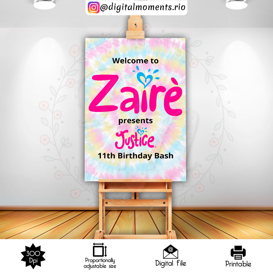 Justice 2x3 Custom sign, Digital file only | Custom Digital Download for Kids Party or Event
