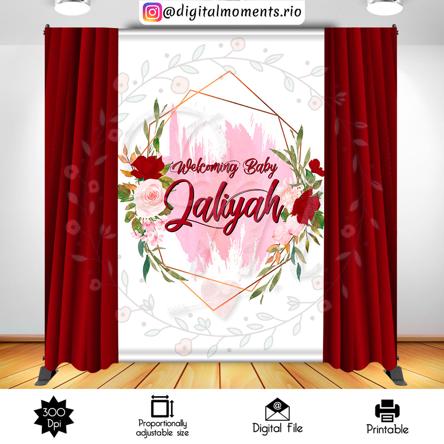 Floral 5x8 Custom Backdrop, Digital file only | Custom Digital Download for Kids Party or Event